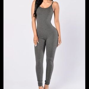 Fashion Nova Season Jumpsuit Charcoal Gray Tank S